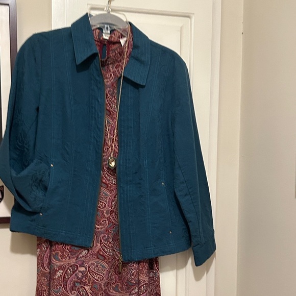 Lake Teal Green Jacket Blazer Coat Dark Teal Full Zip Up + Pockets Size Large - Picture 14 of 15